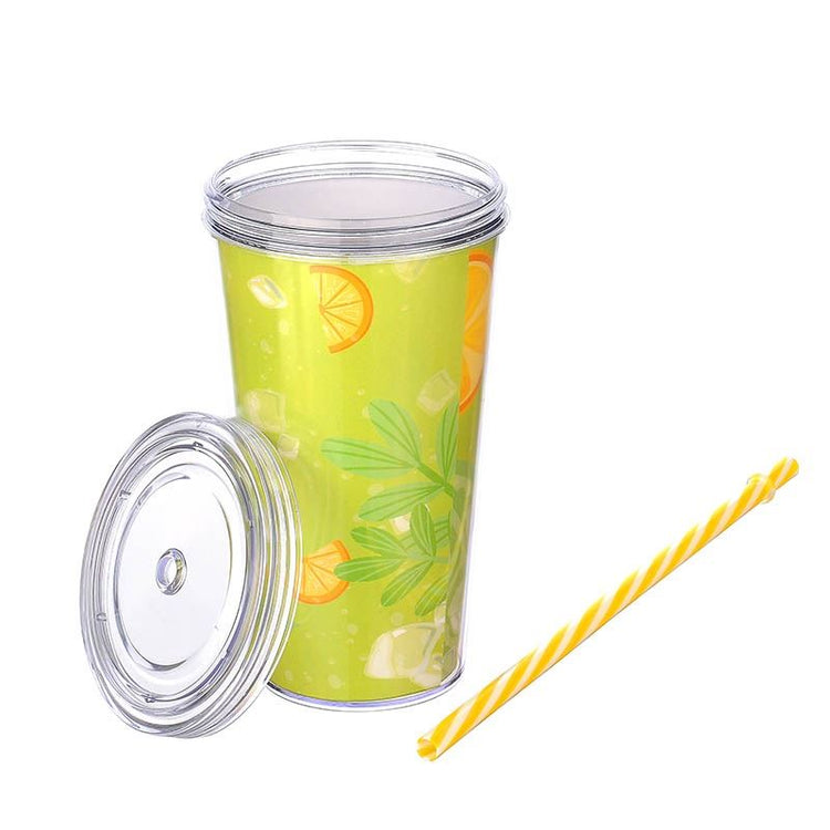 Lillu 20 oz Summer Camp Clear Tumbler with Reusable Straw & Lid