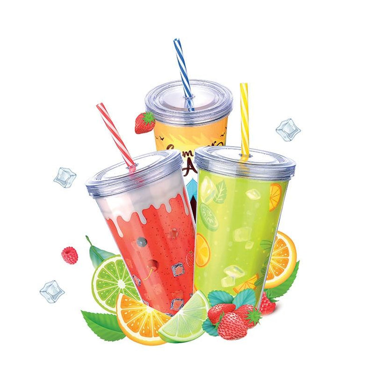Lillu 20 oz Summer Camp Clear Tumbler with Reusable Straw & Lid