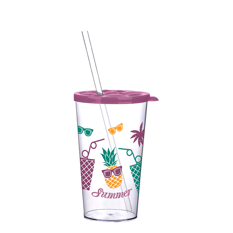 Lillu 24 oz Boba & Shake Clear Tumbler with Reusable Straw