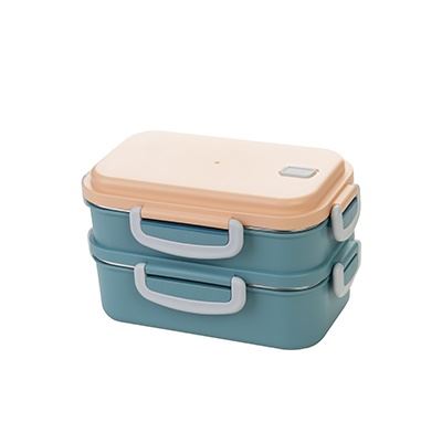 Lillu 29 oz Aura Double-Tier Stainless Steel Bento Lunch Box