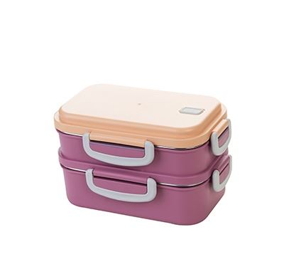 Lillu 29 oz Aura Double-Tier Stainless Steel Bento Lunch Box