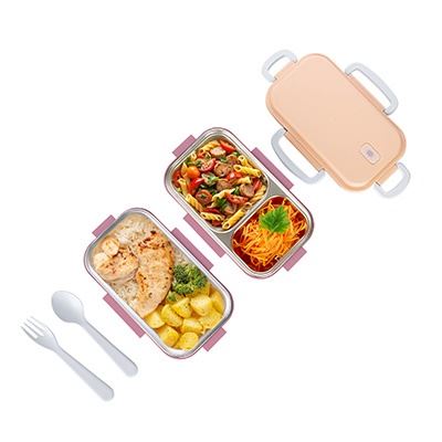 Lillu 29 oz Aura Double-Tier Stainless Steel Bento Lunch Box