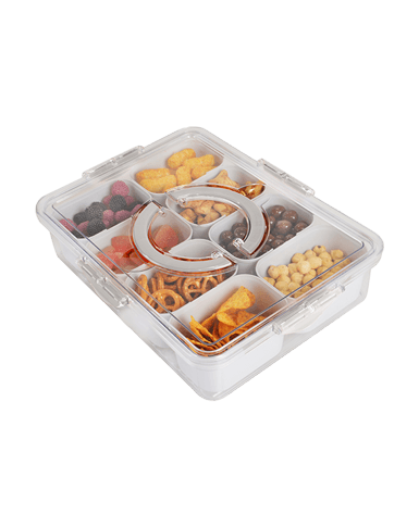 Lillu Divided Snack & Charcuterie Serving Tray with Airtight Lid