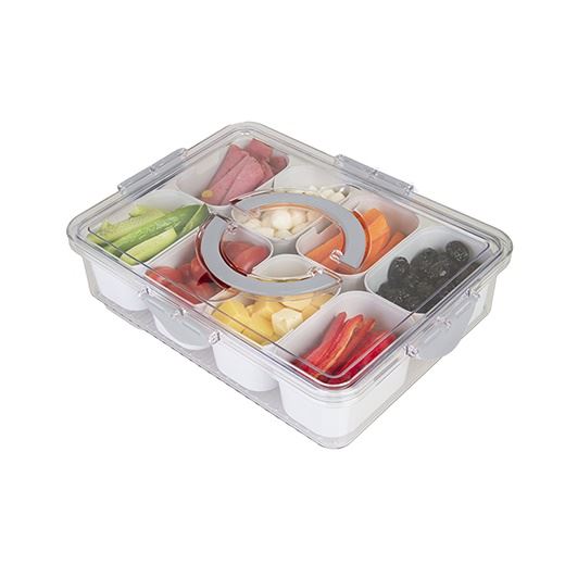 Lillu Divided Snack & Charcuterie Serving Tray with Airtight Lid