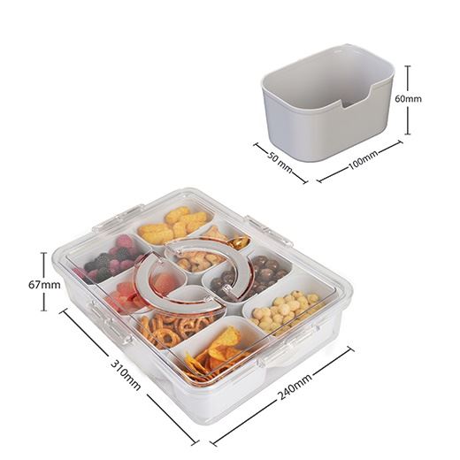 Lillu Divided Snack & Charcuterie Serving Tray with Airtight Lid