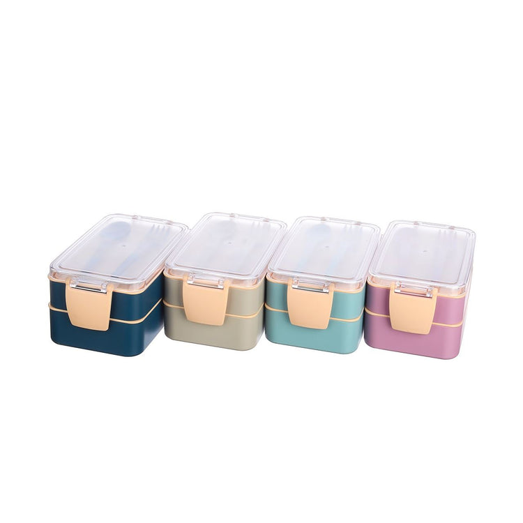 Lillu 30 oz Fely Double-Tier Bento Lunch Box with Cutlery Set