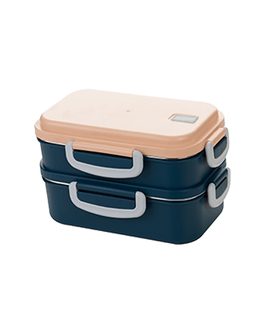 Lillu 29 oz Aura Double-Tier Stainless Steel Bento Lunch Box