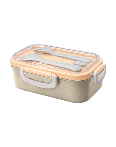 Lillu 15 oz Aura Divided Stainless Steel Bento Box with Cutlery Set